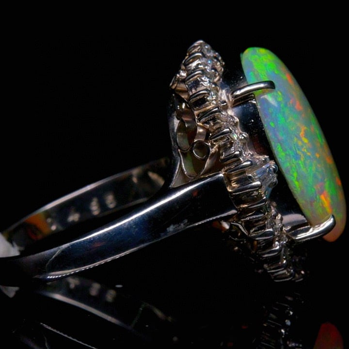 14k Gold 4.88 Ctw Natural Opal & Diamond Ring - 3