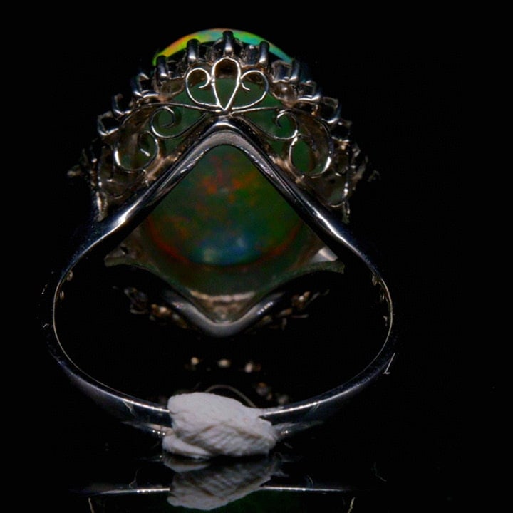14k Gold 4.88 Ctw Natural Opal & Diamond Ring - 4
