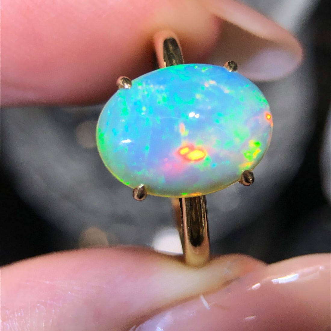 14k Gold 2.66 Ct Natural Opal Ring - 2