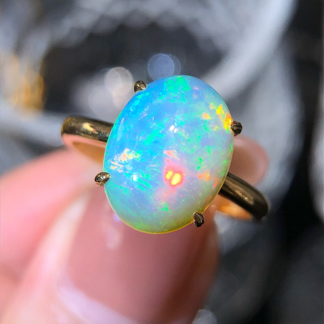 14k Gold 2.66 Ct Natural Opal Ring - 3
