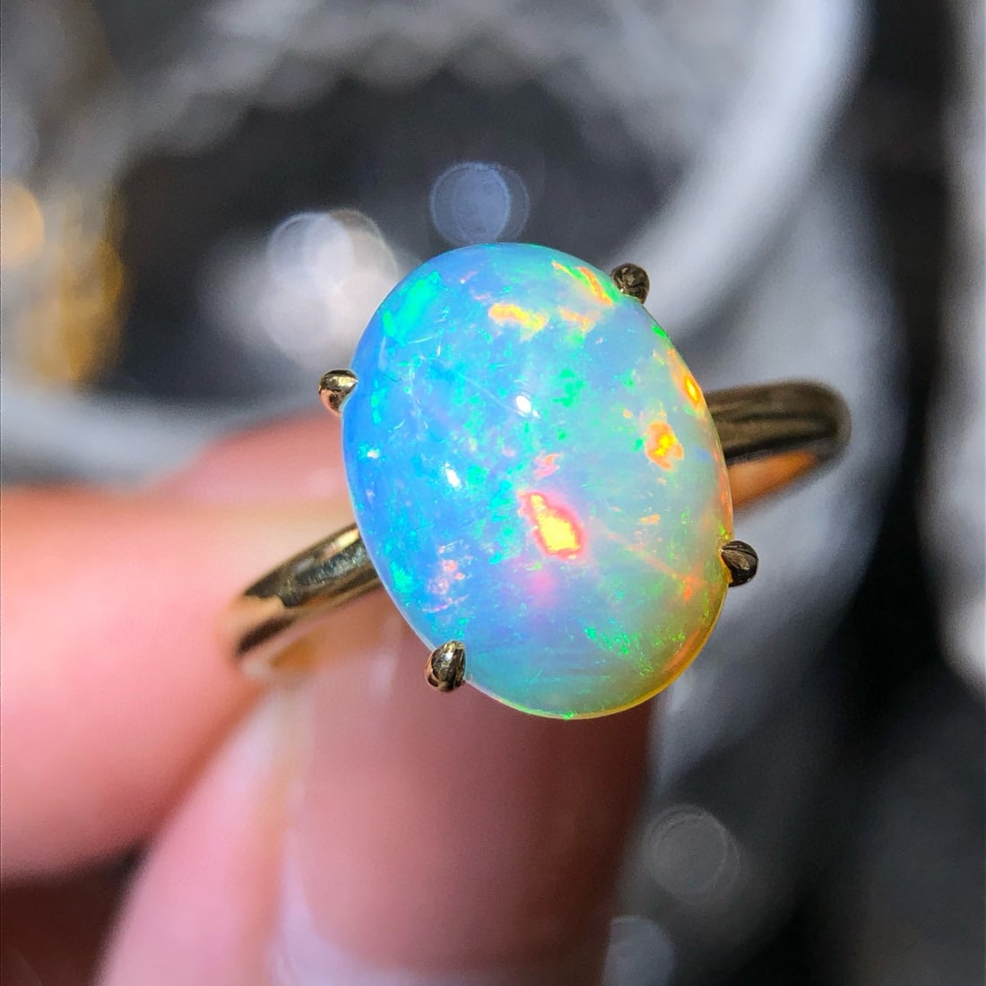 14k Gold 2.66 Ct Natural Opal Ring - 4