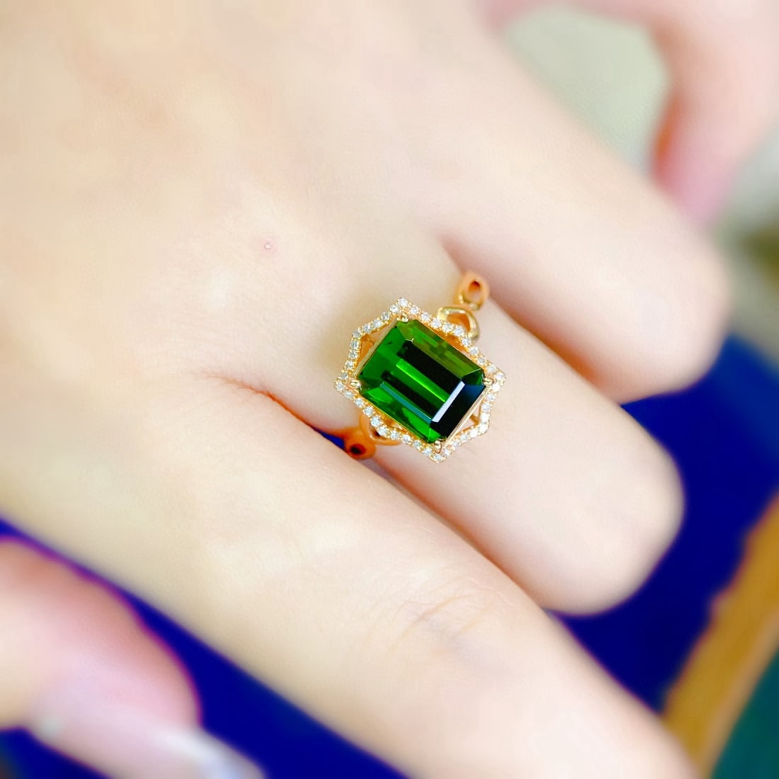 14k Gold 3.42 Ctw Natural Tourmaline & Diamond Ring - 4