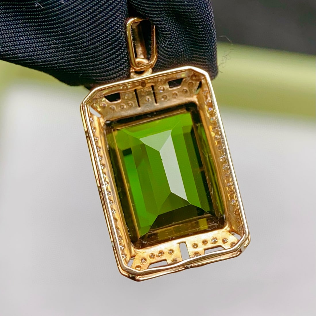 14k Gold 9.43 Ctw Natural Tourmaline & Diamond Pendant( Without Chain ) - 4