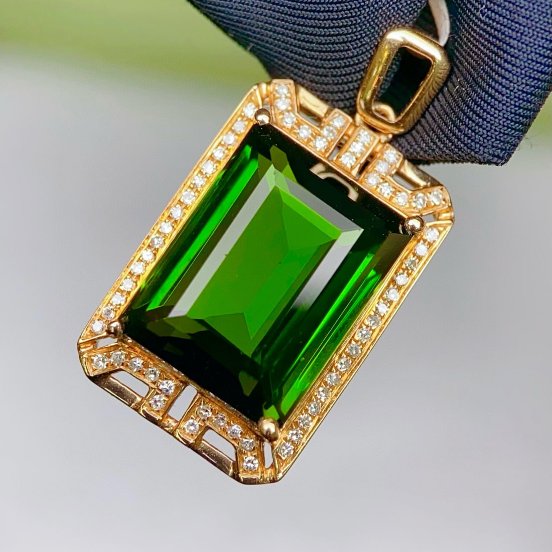 14k Gold 9.43 Ctw Natural Tourmaline & Diamond Pendant( Without Chain ) - 6