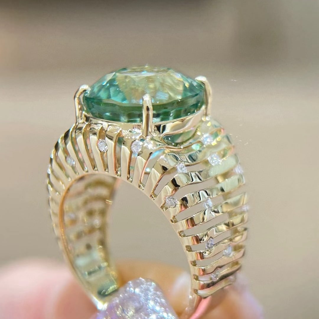 14k Gold 9.84 Ctw Natural Tourmaline & Diamond Ring - 7
