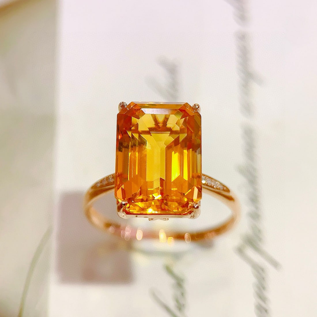 14k Gold 5.68 Ctw Natural Citrine & Diamond Ring - 2