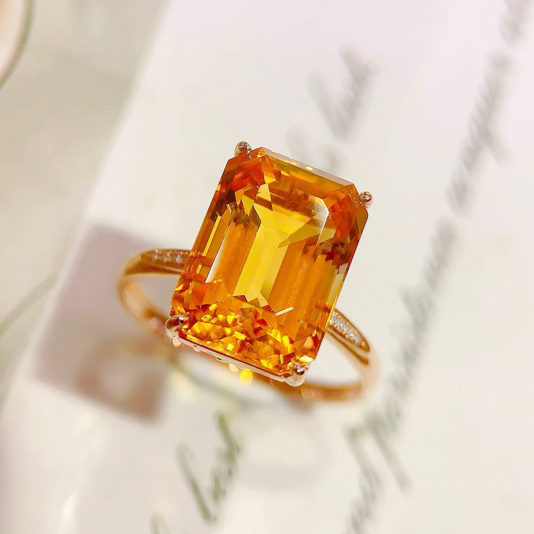 14k Gold 5.68 Ctw Natural Citrine & Diamond Ring - 3