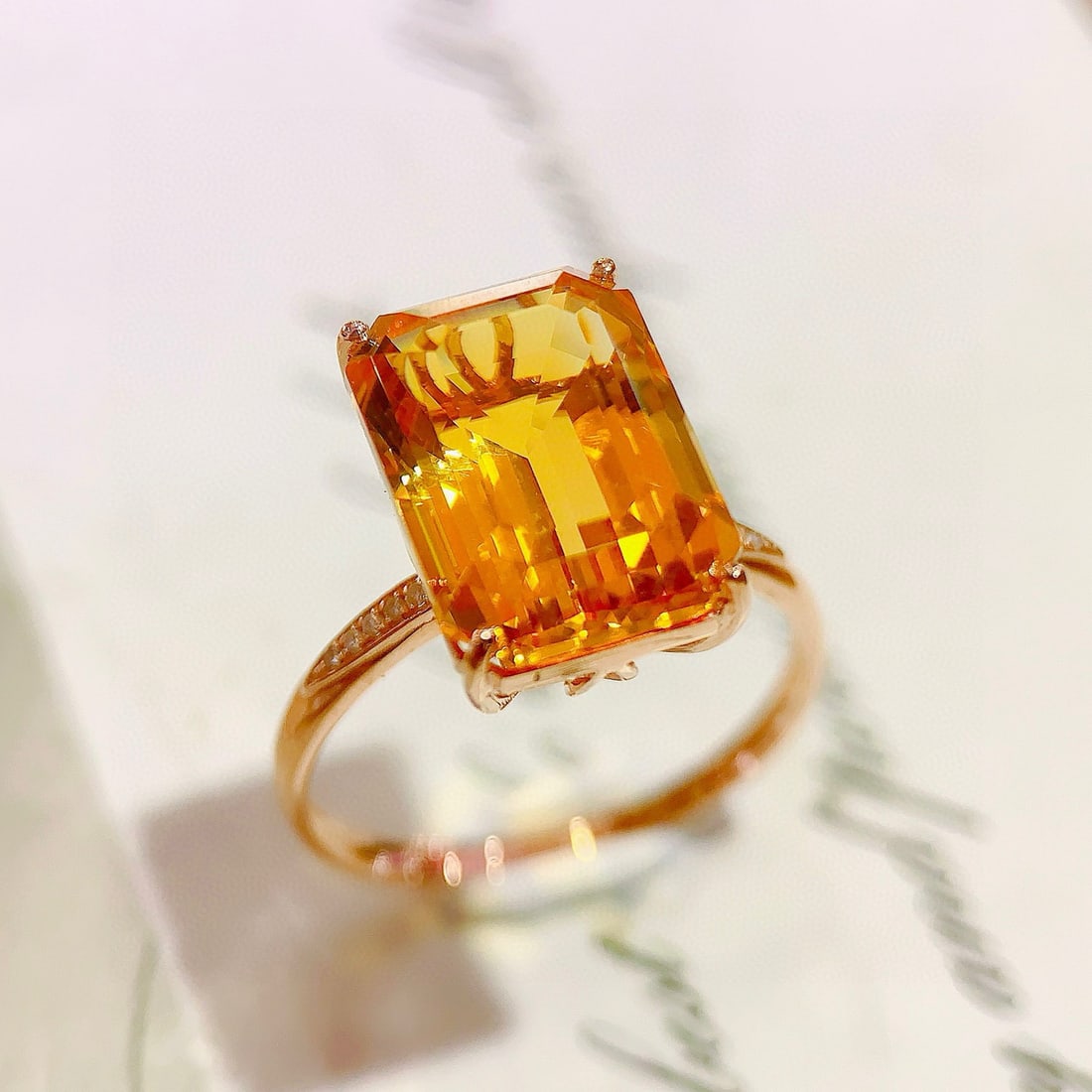 14k Gold 5.68 Ctw Natural Citrine & Diamond Ring - 5