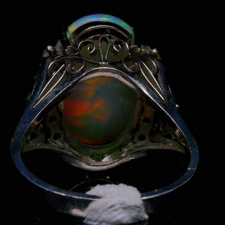 14k Gold 3.4 Ct Natural Opal & Diamond Ring - 4
