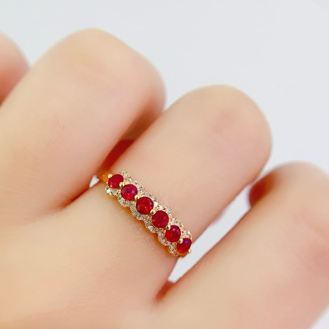 14k Gold 0.8 Ct Natural Ruby & Diamond Ring - 4