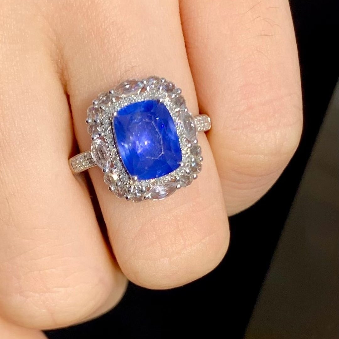 14k Gold 3.1 Ct Natural Sapphire & Diamond Ring - 3