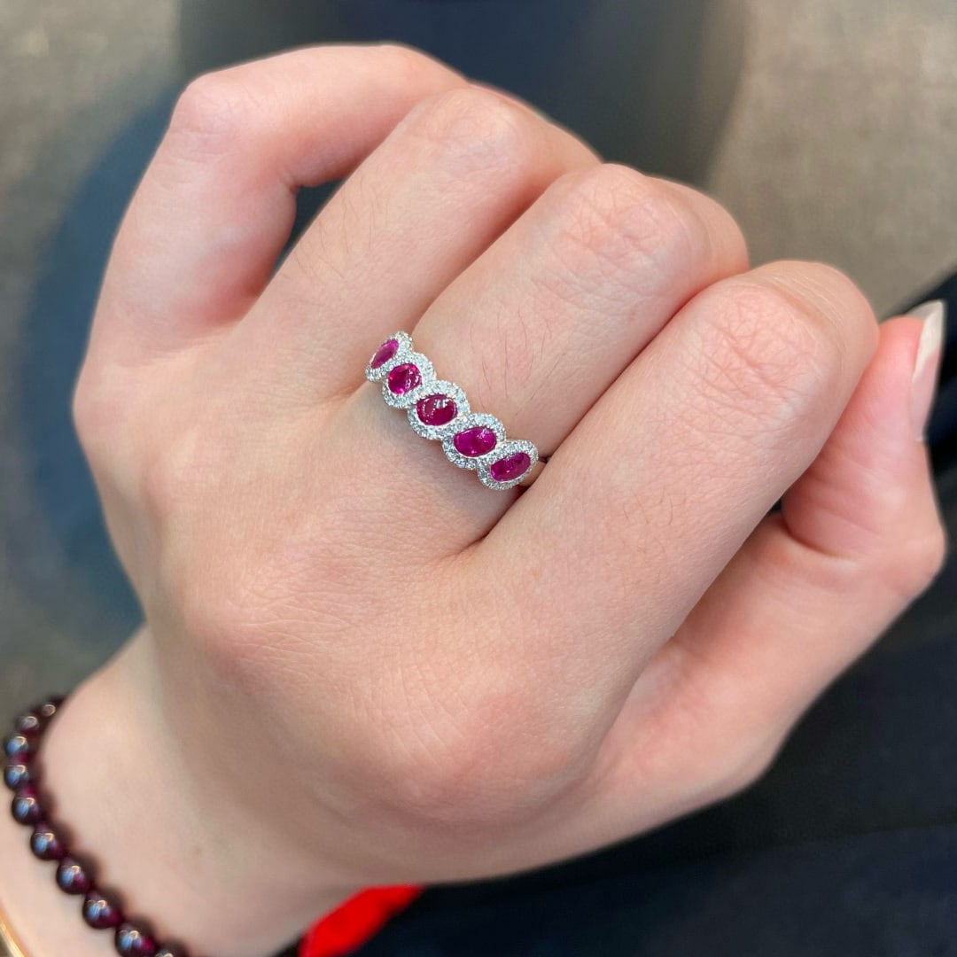 14k Gold 1.25 Ctw Natural Ruby & Diamond Ring - 5