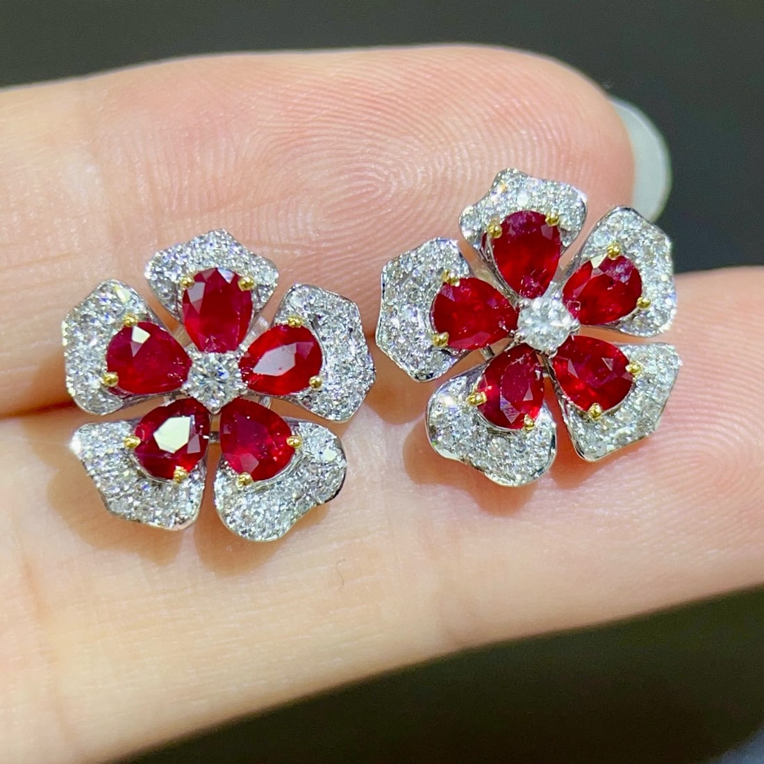 14k Gold 2.42 Ctw Natural Ruby & Diamond Earrings - 2