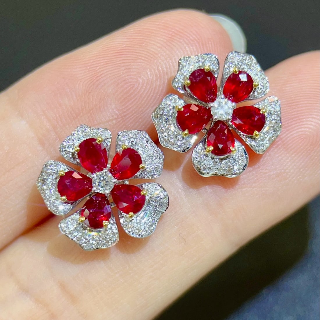 14k Gold 2.42 Ctw Natural Ruby & Diamond Earrings - 5