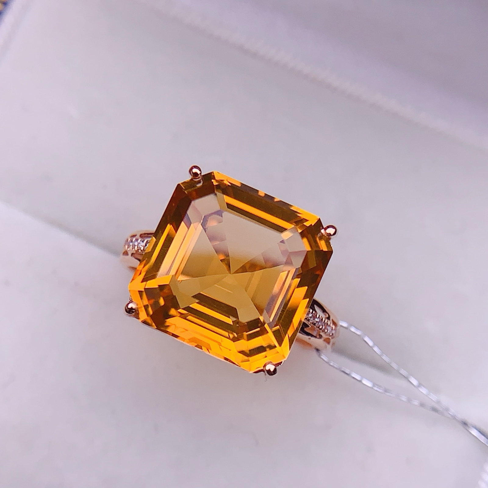 14k Gold 8.44 Ctw Natural Citrine & Diamond Ring - 2