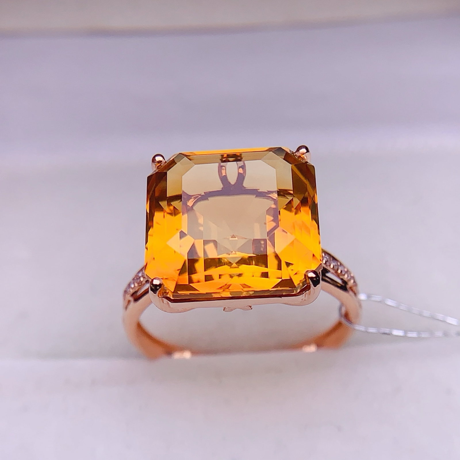 14k Gold 8.44 Ctw Natural Citrine & Diamond Ring - 3