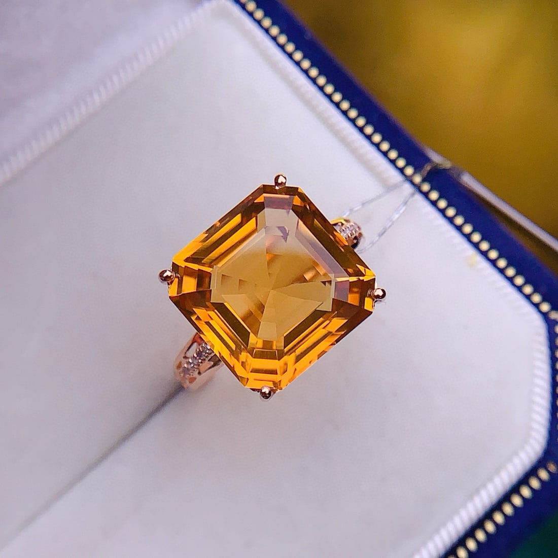 14k Gold 8.44 Ctw Natural Citrine & Diamond Ring - 6