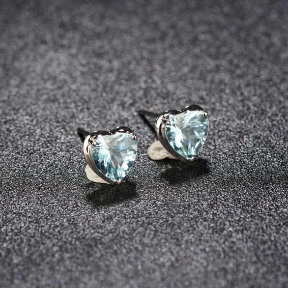 14k Gold 2.33 Ct Natural Aquamarine Earrings - 3