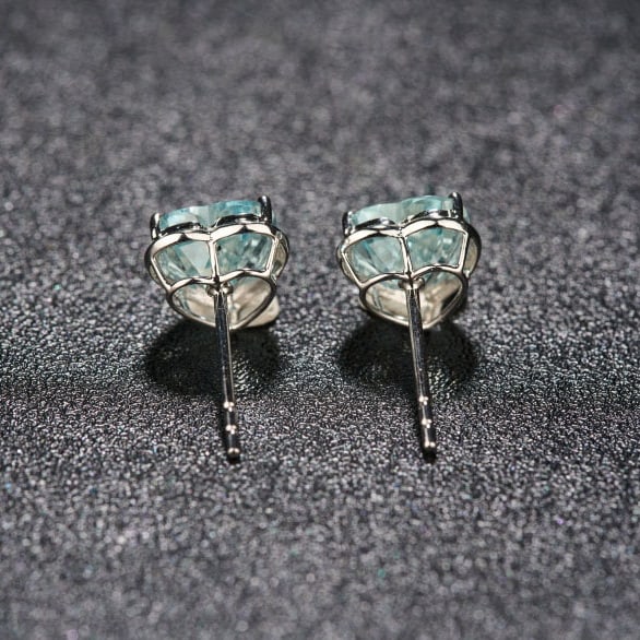 14k Gold 2.33 Ct Natural Aquamarine Earrings - 4