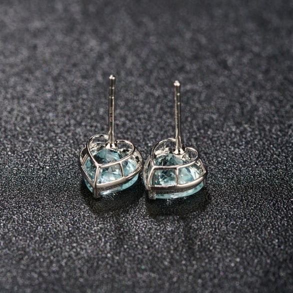 14k Gold 2.33 Ct Natural Aquamarine Earrings - 5