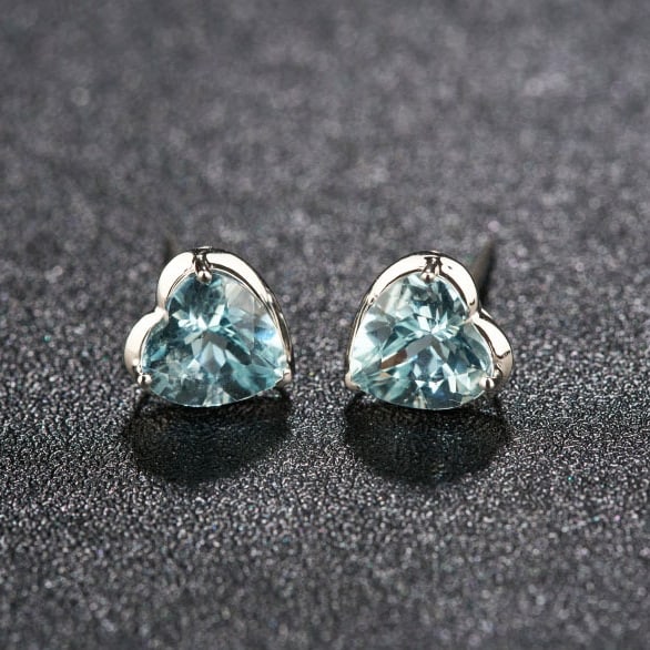 14k Gold 2.33 Ct Natural Aquamarine Earrings - 6