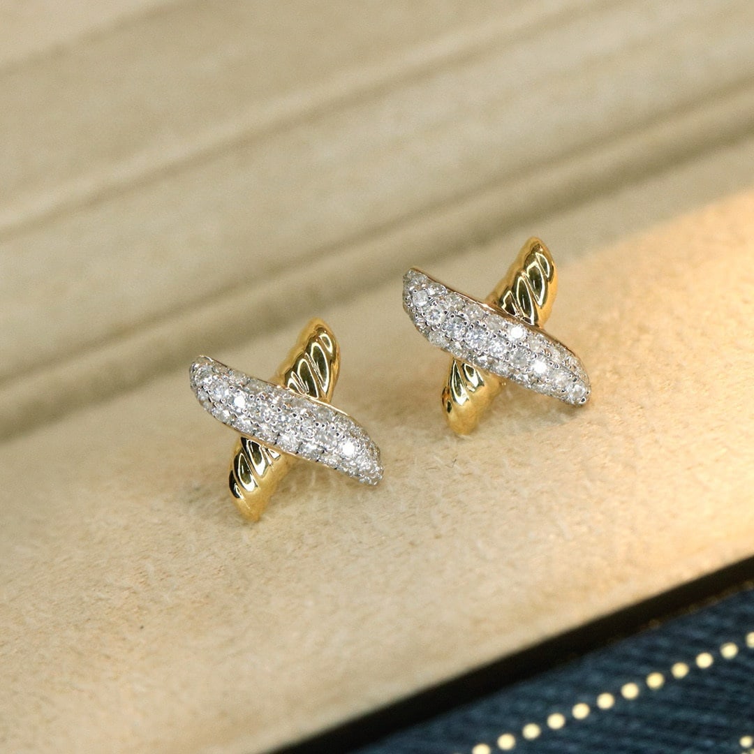 14k Gold 0.4 Ct Natural H Diamond Earrings - 3