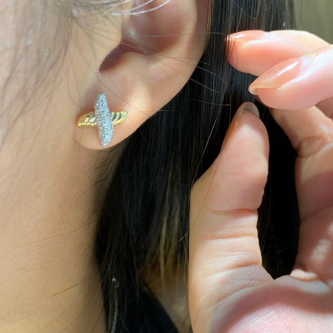 14k Gold 0.4 Ct Natural H Diamond Earrings - 5