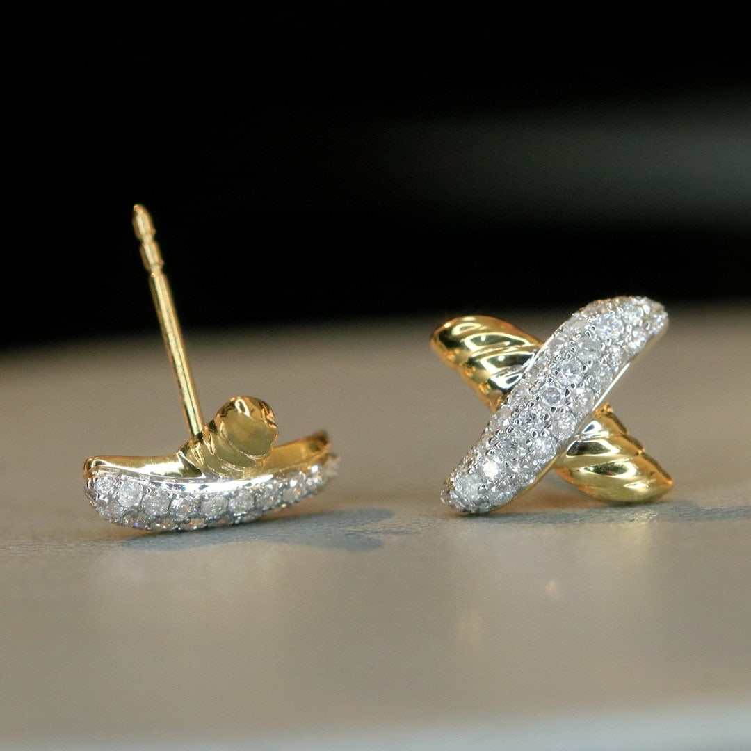 14k Gold 0.4 Ct Natural H Diamond Earrings - 6