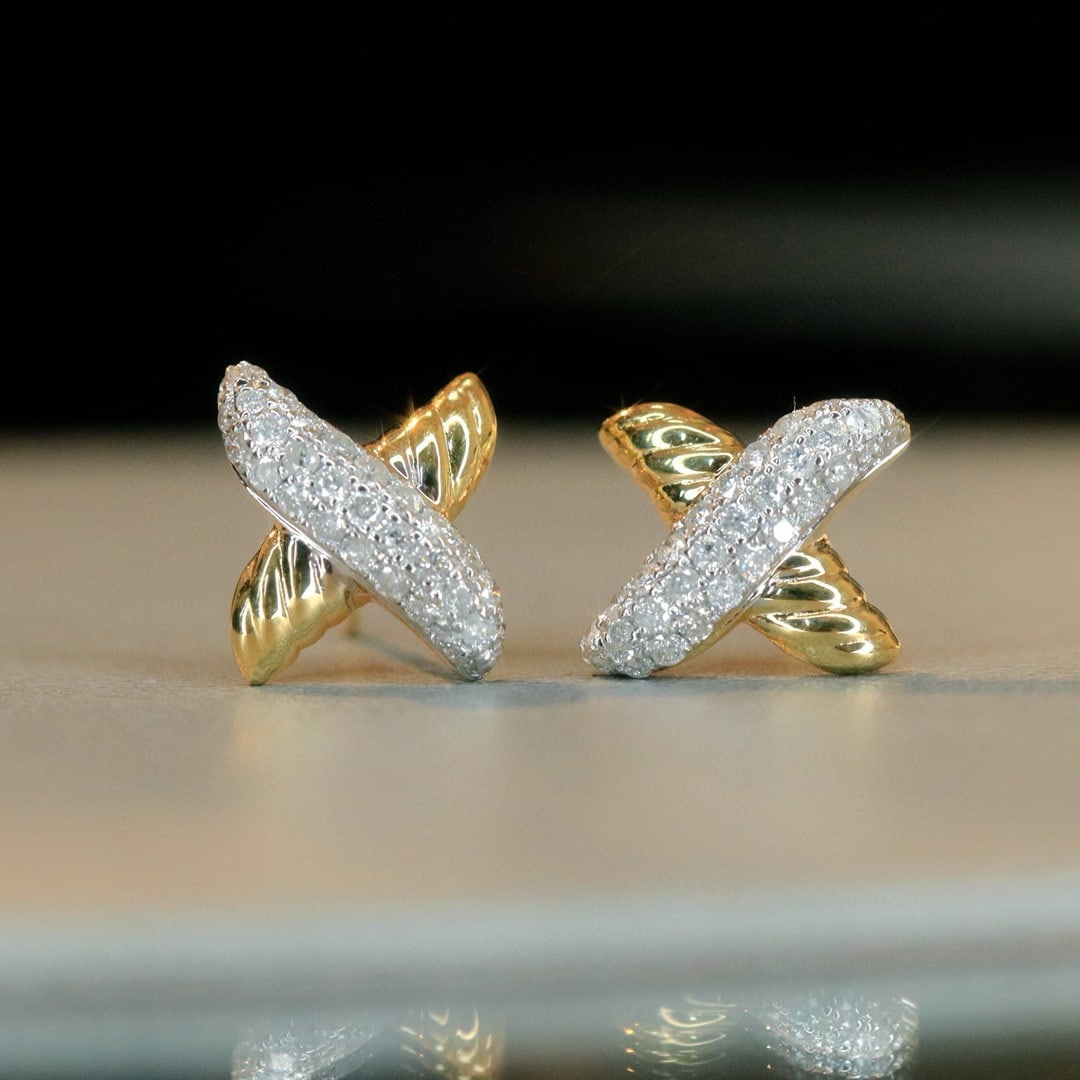 14k Gold 0.4 Ct Natural H Diamond Earrings - 7
