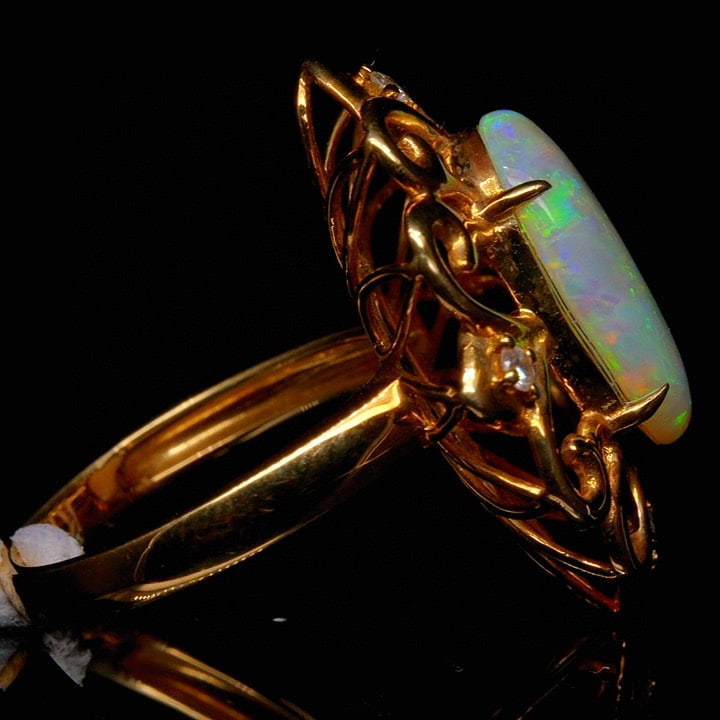 14k Gold 2.97 Ctw Natural Opal & Diamond Ring - 3