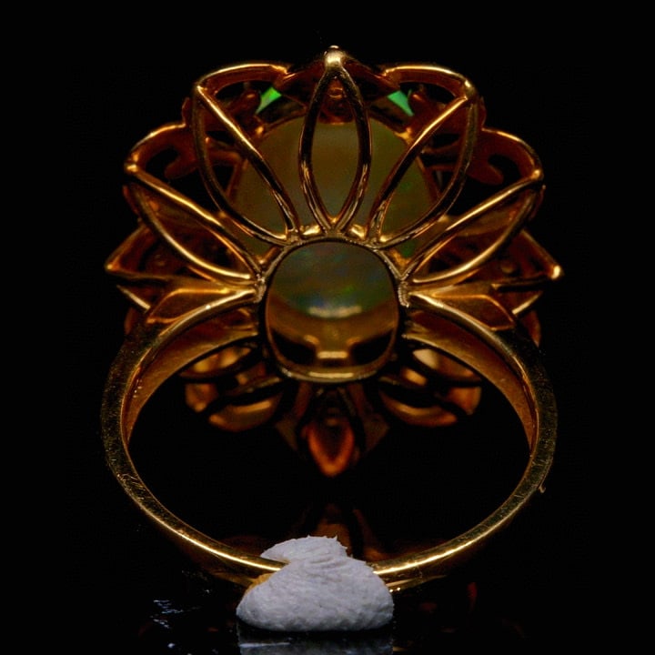 14k Gold 2.97 Ctw Natural Opal & Diamond Ring - 4