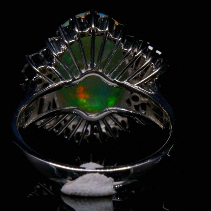 14k Gold 3.92 Ctw Natural Opal & Diamond Ring - 4