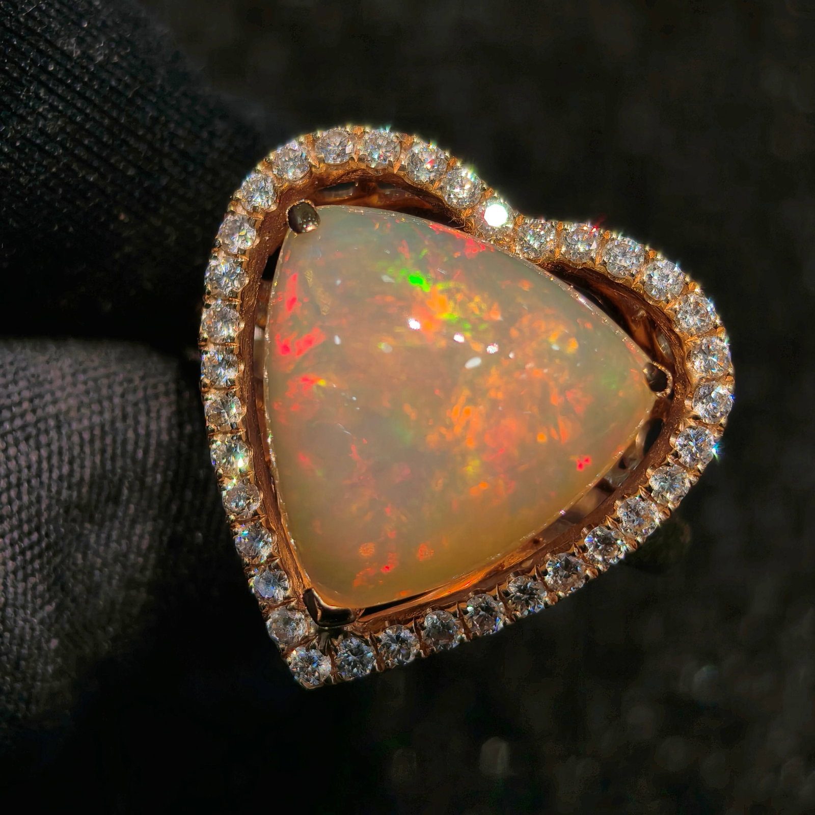 14k Gold 7.08 Ctw Natural Opal & Diamond Ring - 2