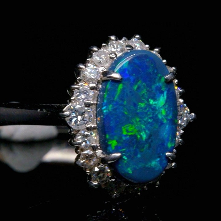 14k Gold 2.42 Ctw Natural Opal & Diamond Ring - 2