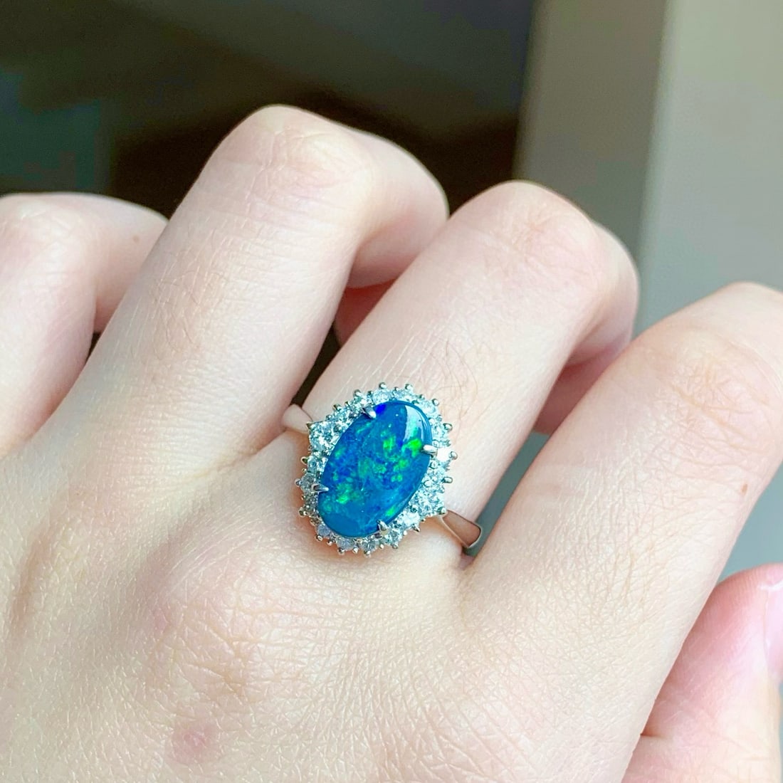14k Gold 2.42 Ctw Natural Opal & Diamond Ring - 5