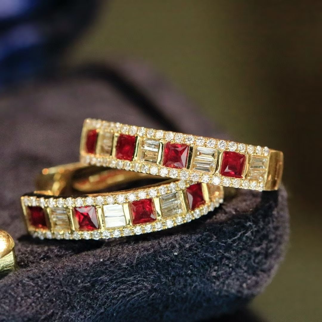 14k Gold 1.0 Ctw Natural Ruby & Diamond Earrings (1 of 5)