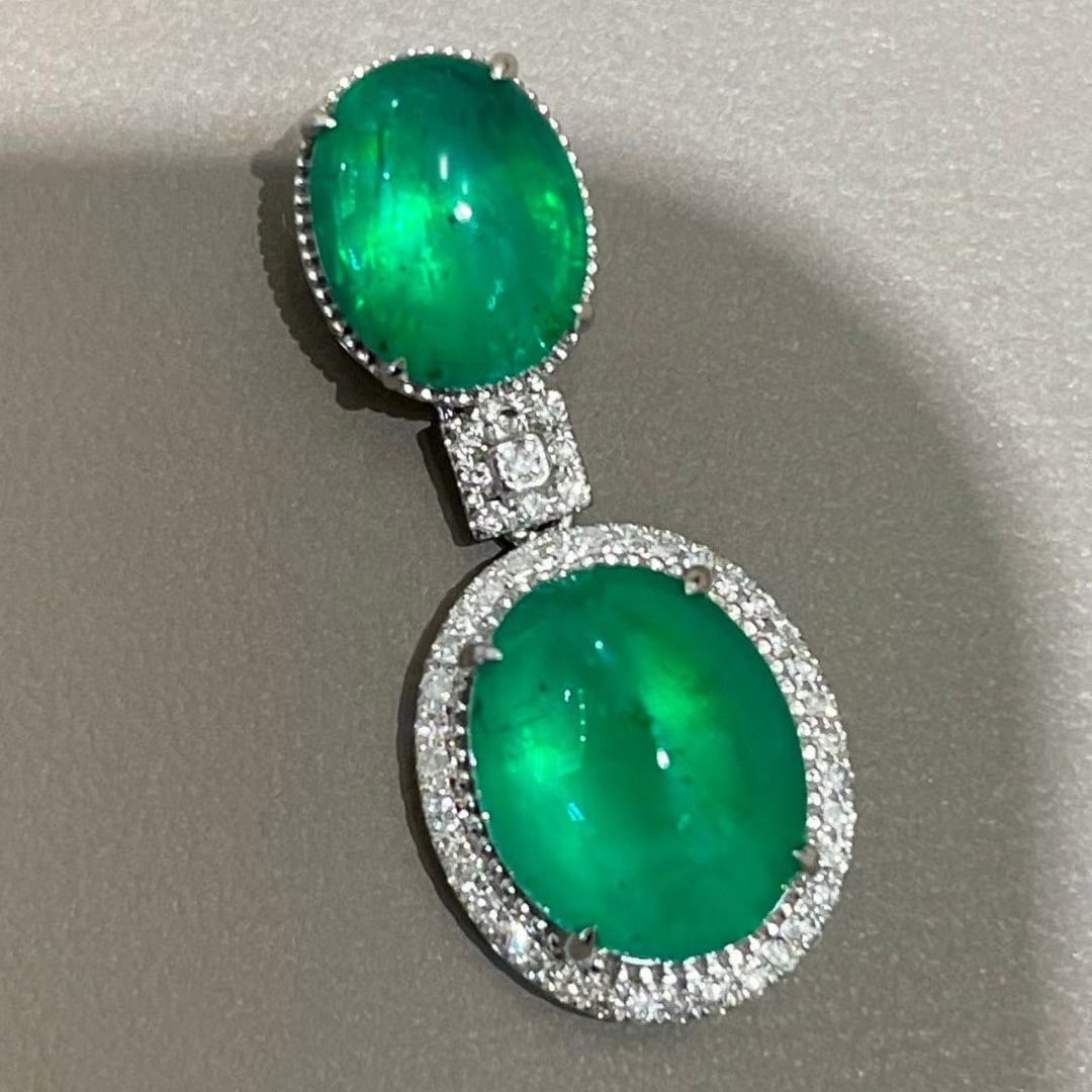 14k Gold 4.5 Ct Natural Emerald & Diamond Pendant( Without Chain ) - 2