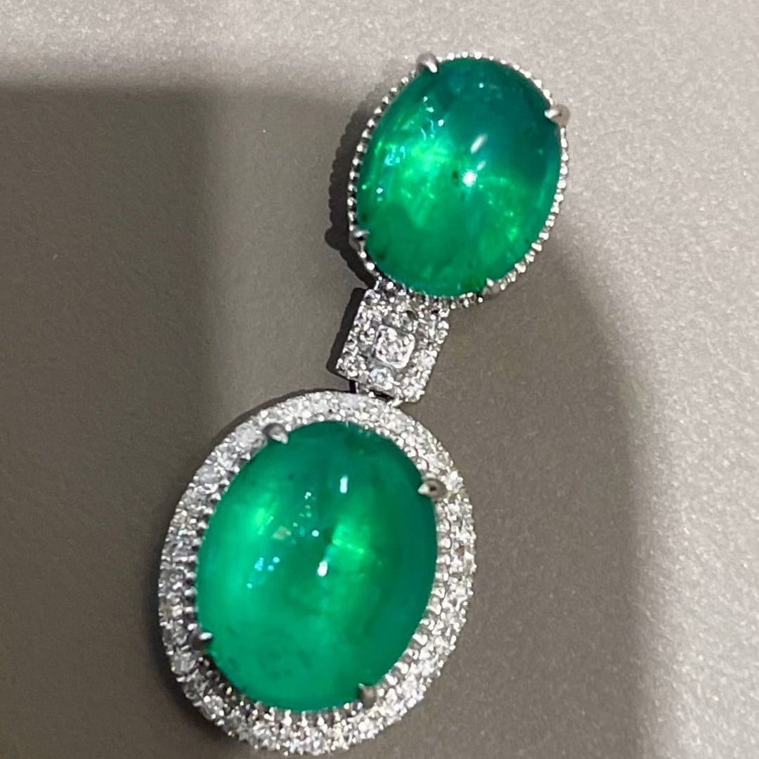 14k Gold 4.5 Ct Natural Emerald & Diamond Pendant( Without Chain ) - 3