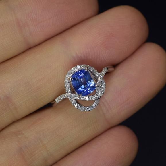 14k Gold 1.36 Ctw Natural Sapphire & Diamond Ring - 2