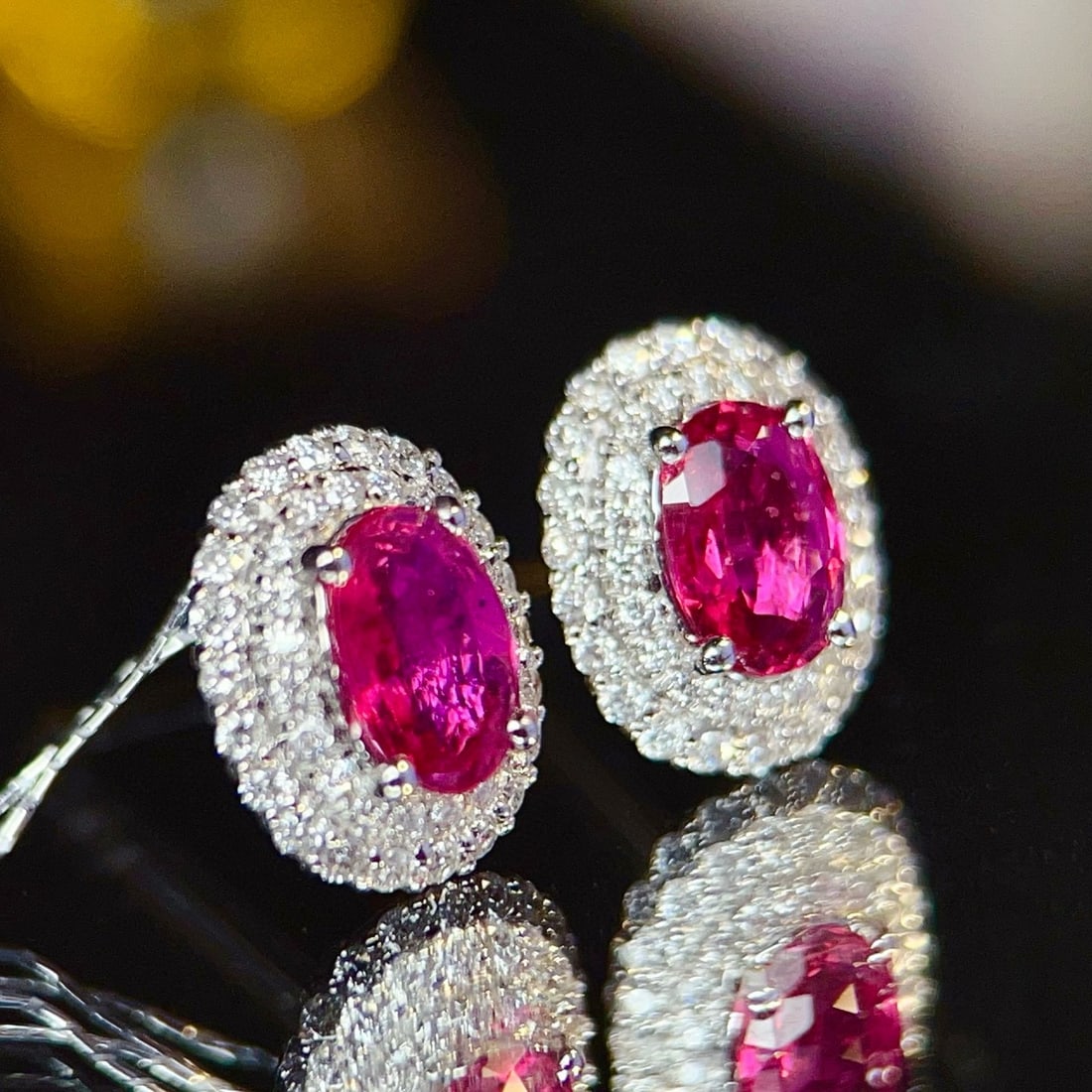 14k Gold 1 Ct Natural Ruby & Diamond Earrings - 6