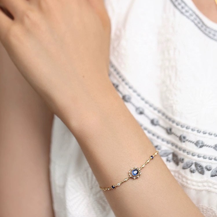 14k Gold 4.4 Ctw Natural Sapphire & Diamond Jewelry Set - 8