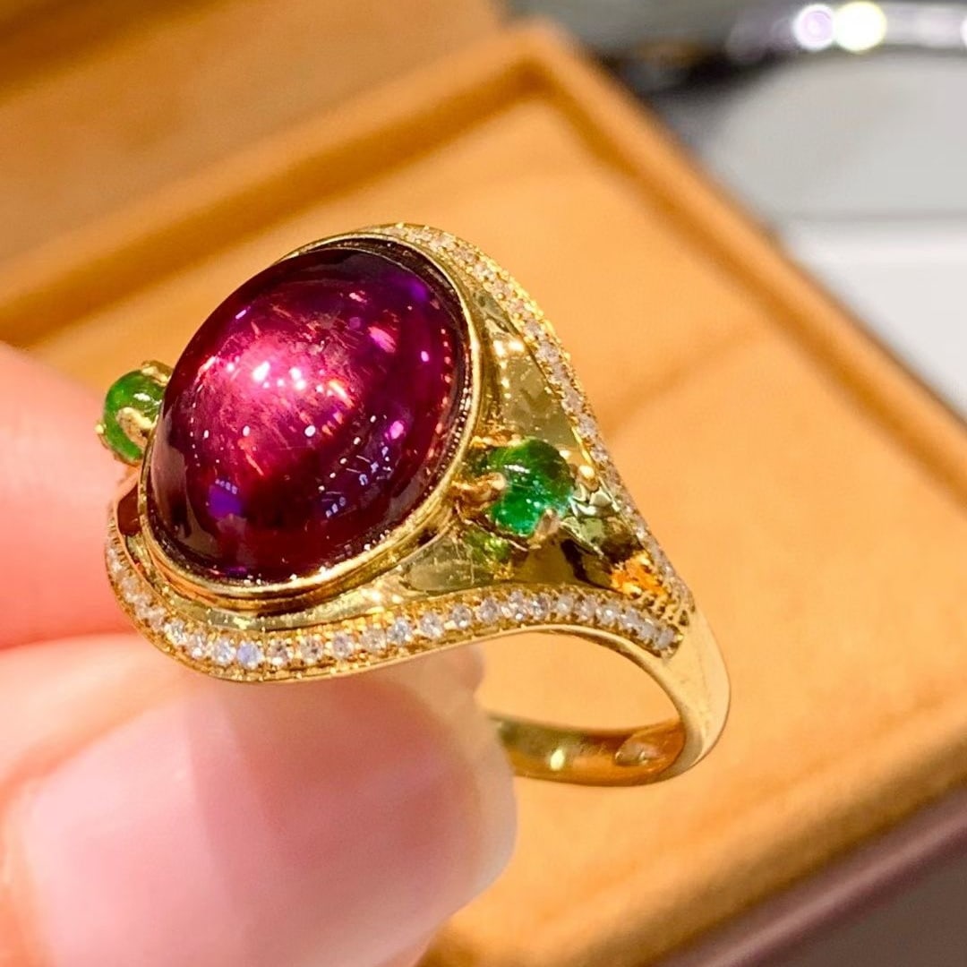 14k Gold 4 Ct Natural Tourmaline & Diamond Ring - 3