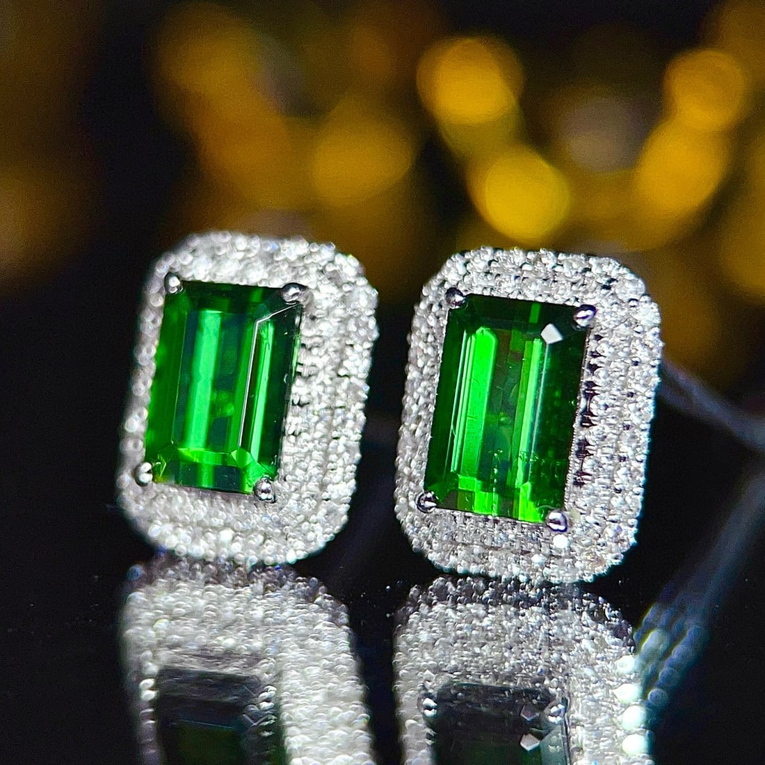 14k Gold 2.01 Ct Natural Tourmaline & Diamond Earrings - 2