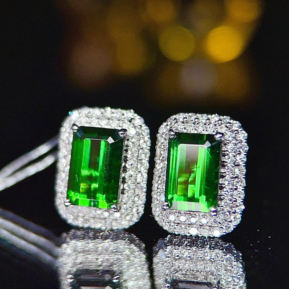 14k Gold 2.01 Ct Natural Tourmaline & Diamond Earrings - 3