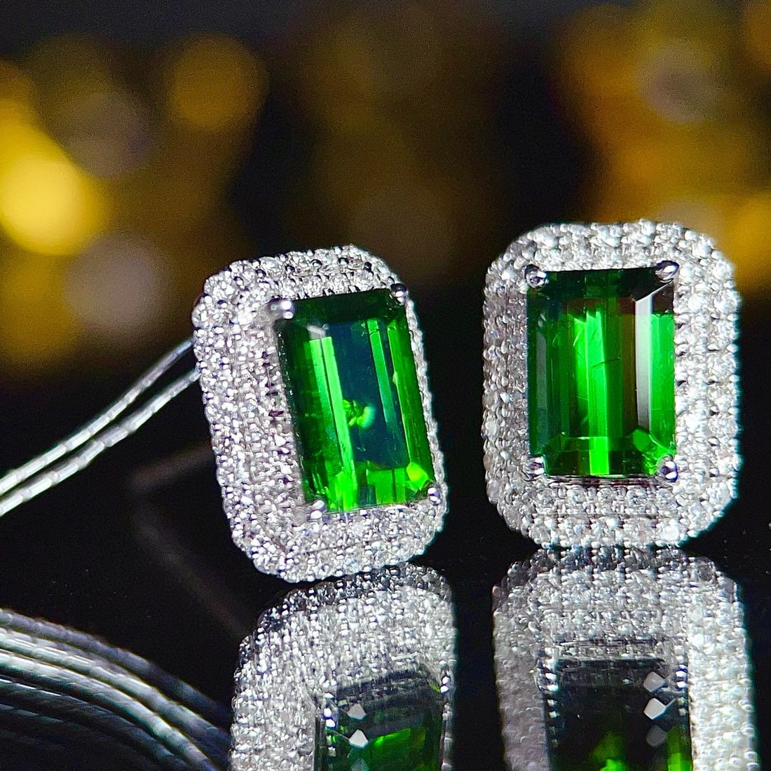 14k Gold 2.01 Ct Natural Tourmaline & Diamond Earrings - 4