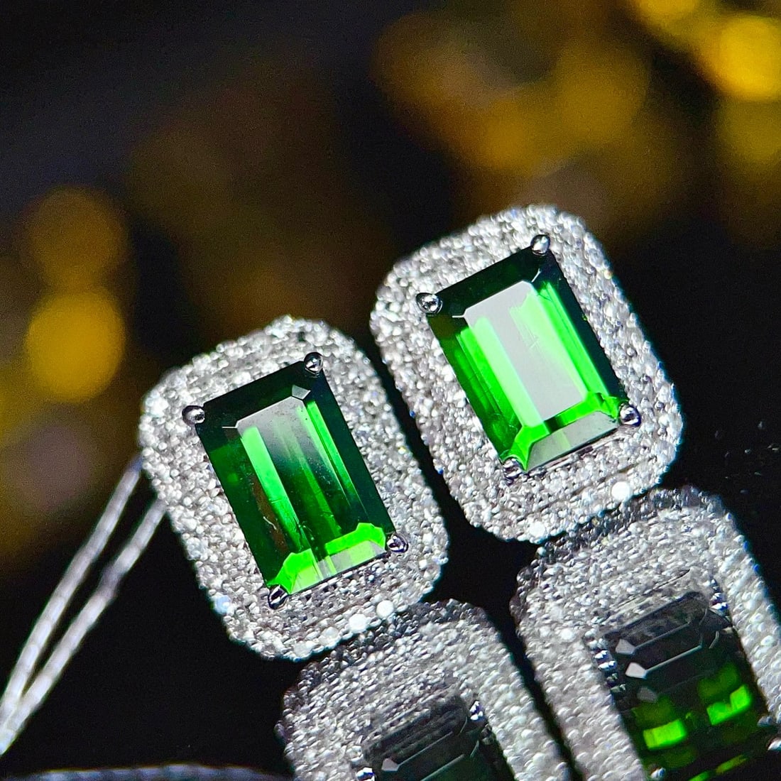 14k Gold 2.01 Ct Natural Tourmaline & Diamond Earrings - 6