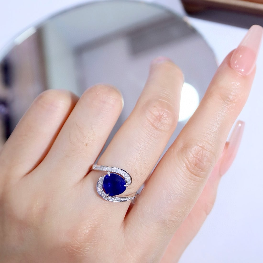 14k Gold 2.81 Ctw Natural Sapphire & Diamond Ring - 4