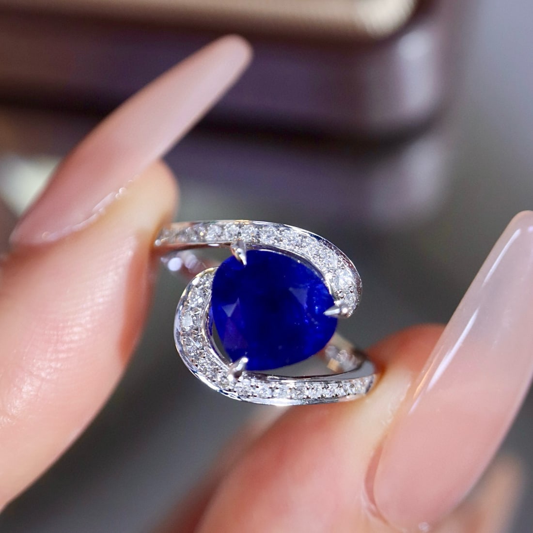 14k Gold 2.81 Ctw Natural Sapphire & Diamond Ring - 5