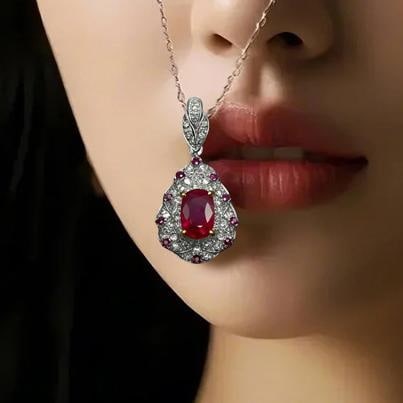 14k Gold 1.17 Ctw Natural Ruby & Diamond Pendant( Without Chain ) - 4