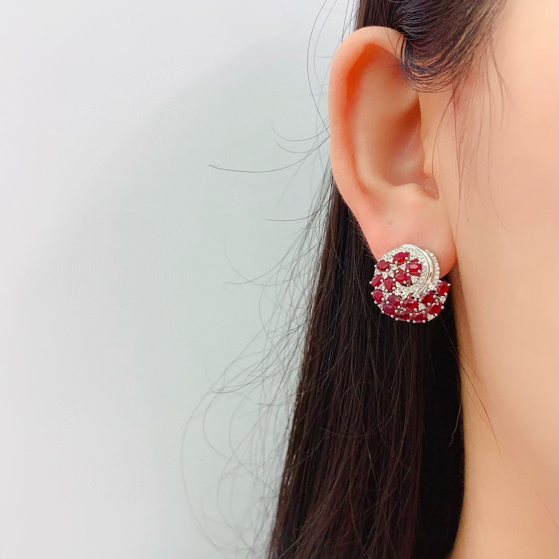 14k Gold 4.22 Ct Natural Ruby & Diamond Earrings - 2